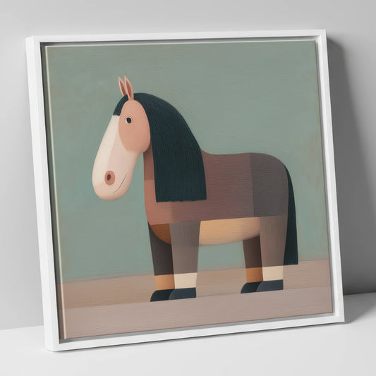 Nostalgic Equine Form horse breed canvas wall art in white frame