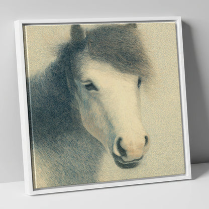 Midnight Slate Portrait horse breed canvas wall art in white frame