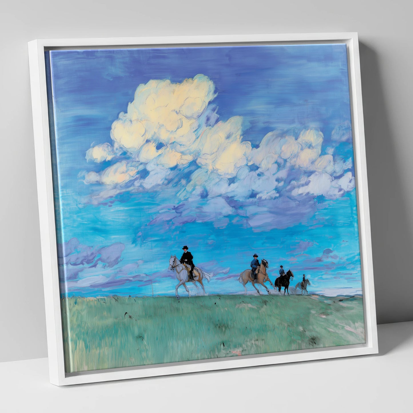 Beneath the Vast Sky horse landscape canvas wall art in white frame