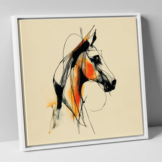 Dynamic Amber Profile horse breed canvas wall art in white frame