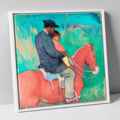 The Shared Ride horse & rider canvas wall art in white frame