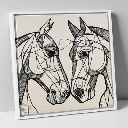 Structural Equine Bond horse portrait canvas wall art in white frame