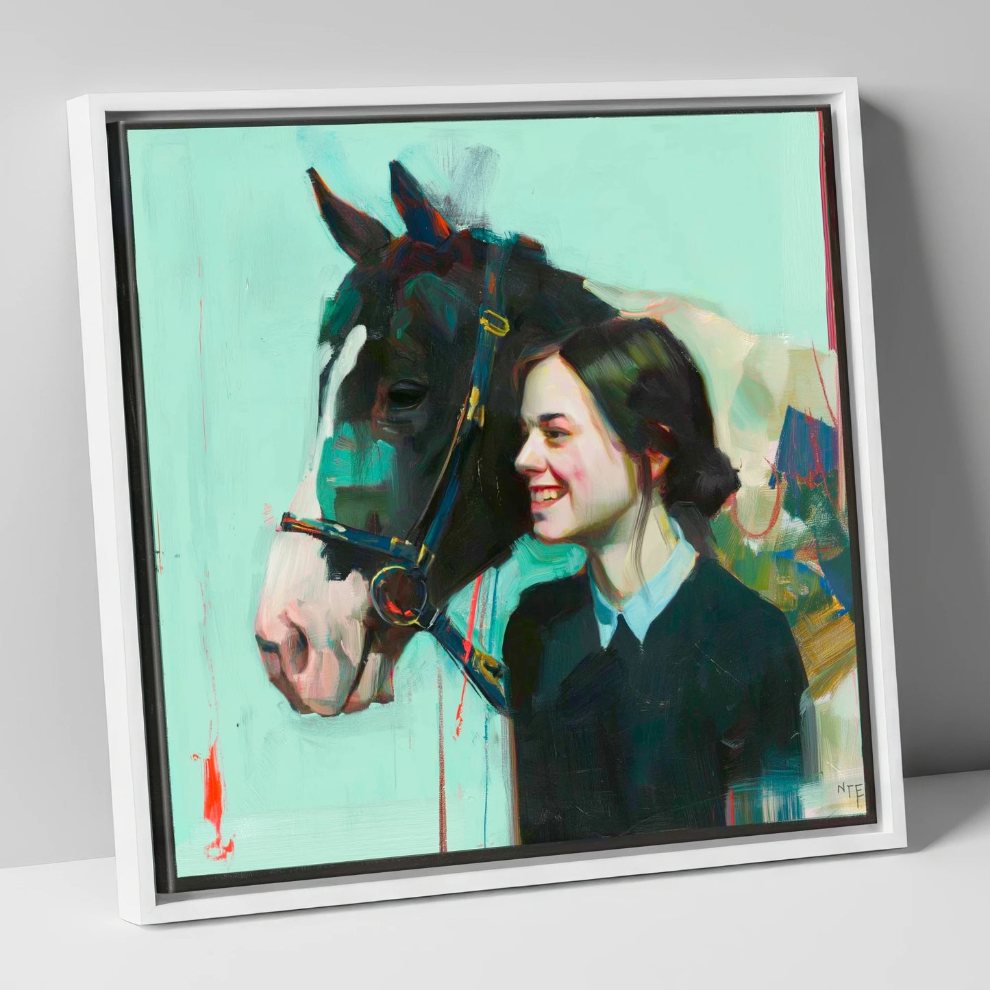 A Shared Understanding horse & rider canvas wall art in white frame