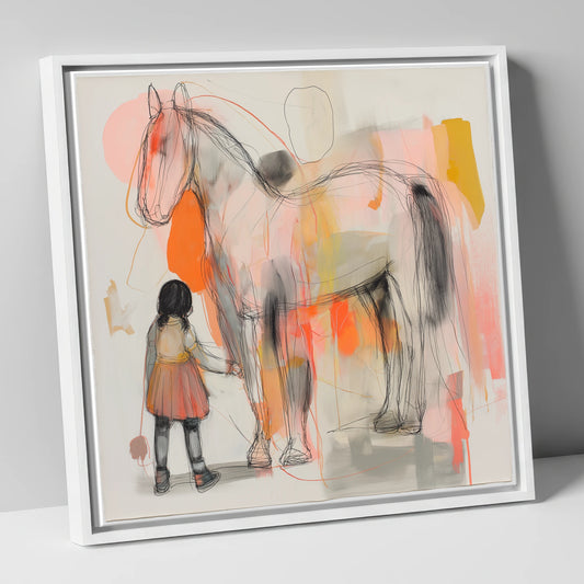 The Gentle Connection horse & rider canvas wall art in white frame