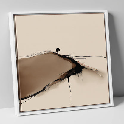High Ground Silhouette horse landscape canvas wall art in white frame