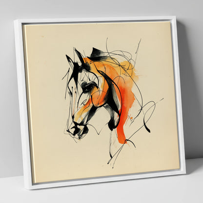 Amber Vitality horse portrait canvas wall art in white frame