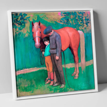A Quiet Connection horse & rider canvas wall art in white frame