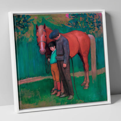 A Quiet Connection horse & rider canvas wall art in white frame