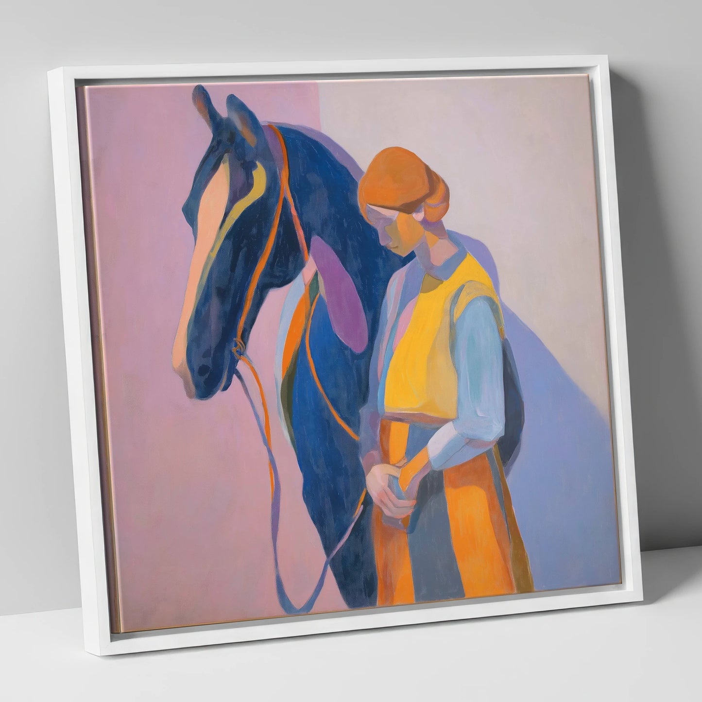 A Quiet Harmony horse & rider canvas wall art in white frame