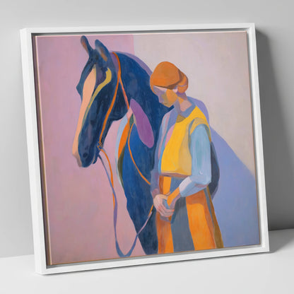 A Quiet Harmony horse & rider canvas wall art in white frame