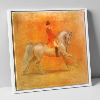Radiant Classical Passage dressage horse canvas wall art in white frame