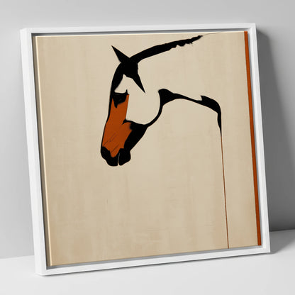 Minimalist Equine Profile horse breed canvas wall art in white frame