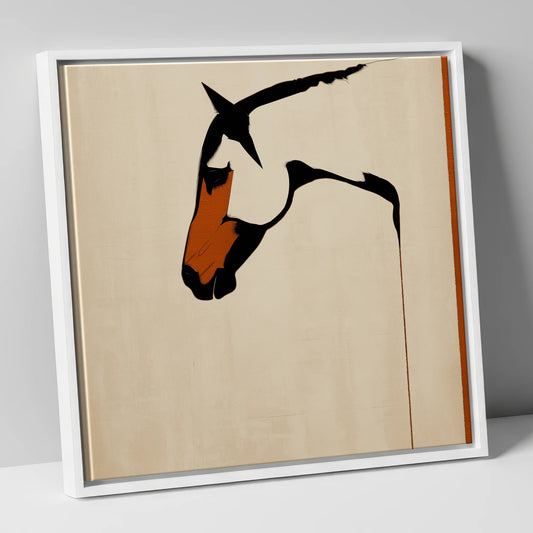 Minimalist Equine Profile horse breed canvas wall art in white frame