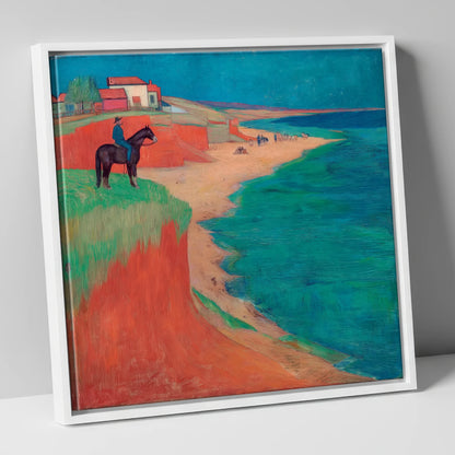 The Coastal Vantage horse landscape canvas wall art in white frame