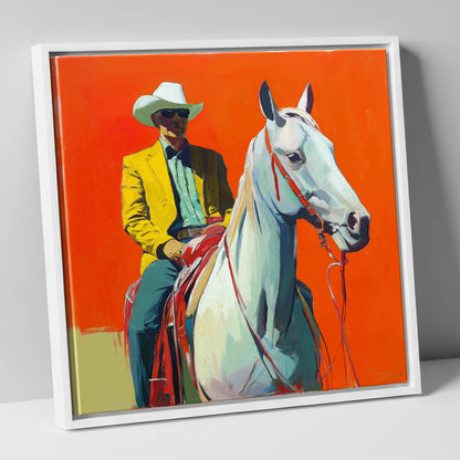 The Bright Frontier western horse canvas wall art in white frame