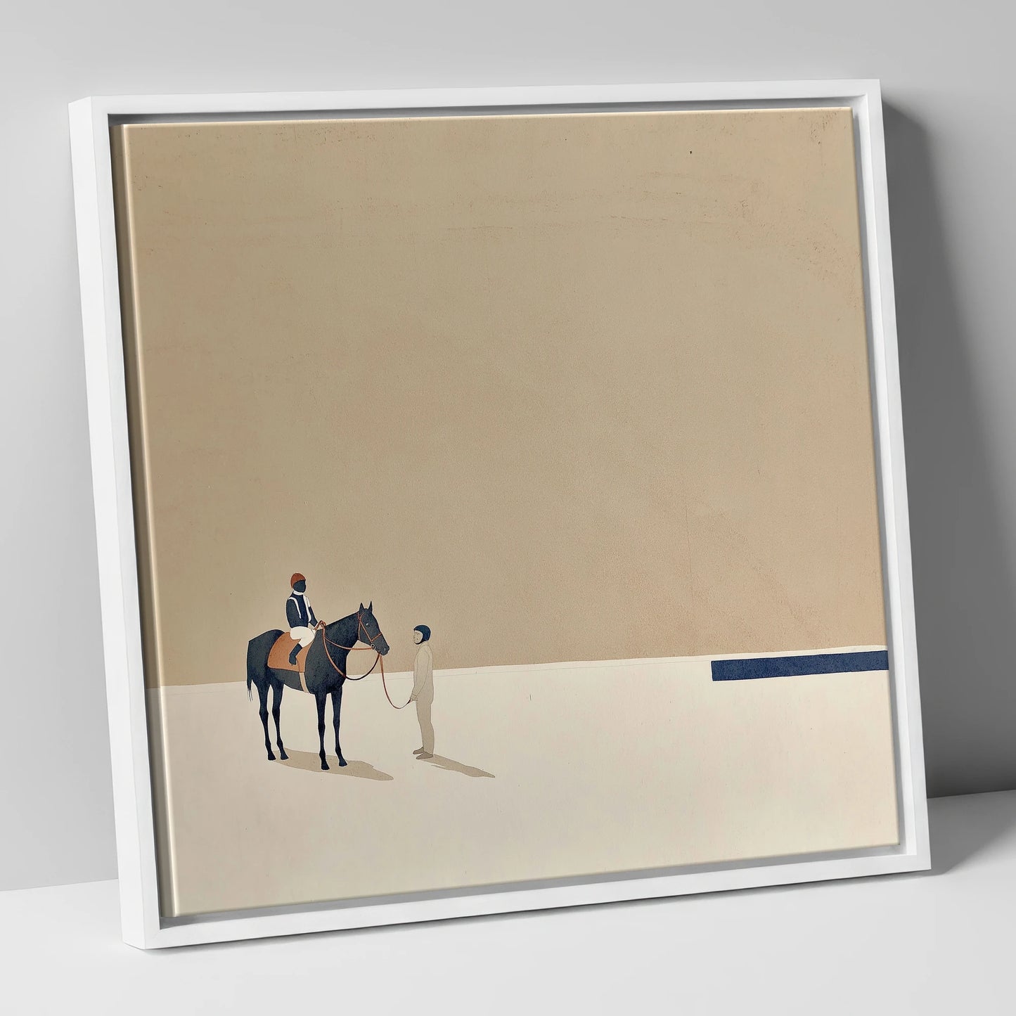 Quiet Anticipation racing horse canvas wall art in white frame