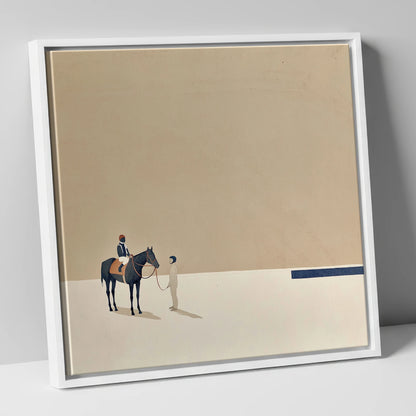Quiet Anticipation racing horse canvas wall art in white frame