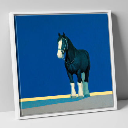 The Cobalt Shire horse breed canvas wall art in white frame