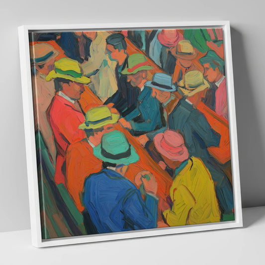 Trackside Anticipation racing horse canvas wall art in white frame