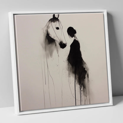 The Unspoken Bond horse & rider canvas wall art in white frame