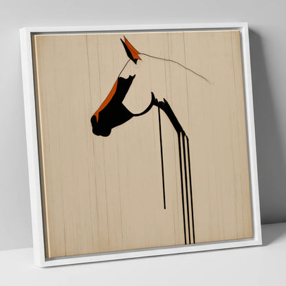 Minimalist Ink Profile horse breed canvas wall art in white frame