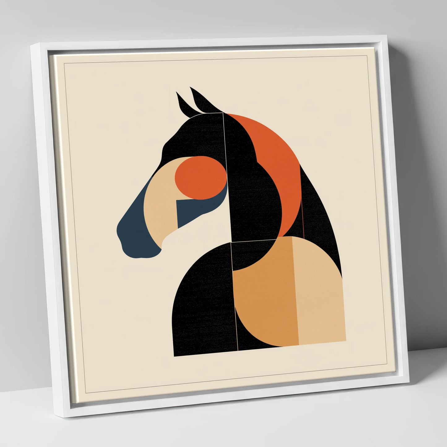 The Modernist Profile horse portrait canvas wall art in white frame