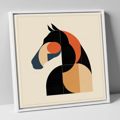 The Modernist Profile horse portrait canvas wall art in white frame