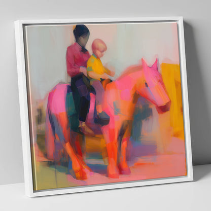 The Radiant Ride horse & rider canvas wall art in white frame