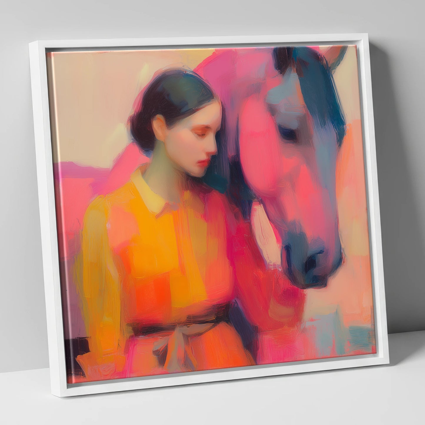 The Colour of Trust horse & rider canvas wall art in white frame