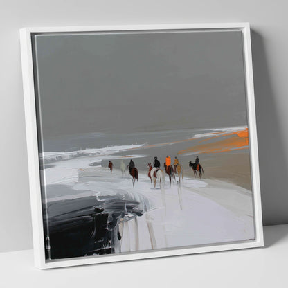 Across the Winter Expanse horse landscape canvas wall art in white frame