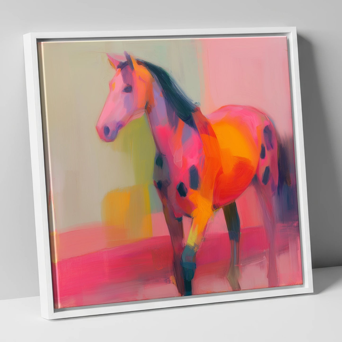 Vivid Appaloosa Spirit horse breed canvas wall art in white frame