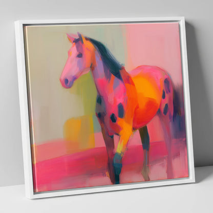 Vivid Appaloosa Spirit horse breed canvas wall art in white frame