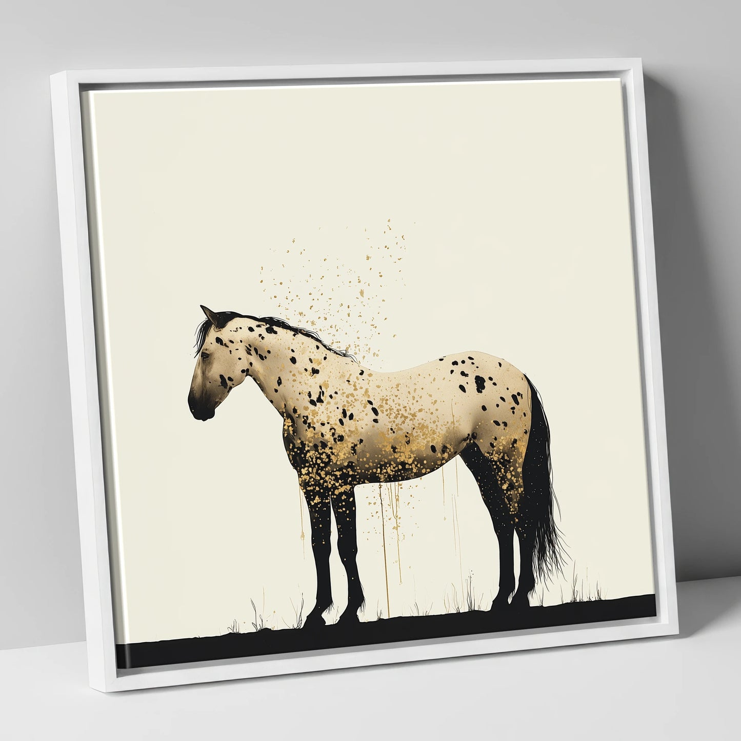 Gilded Appaloosa Elegance horse breed canvas wall art in white frame