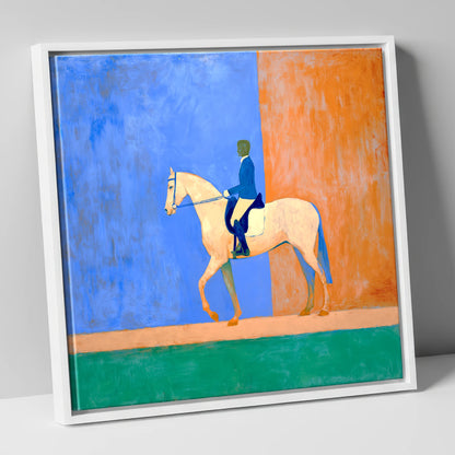 Contemporary Dressage Silhouette dressage horse canvas wall art in white frame