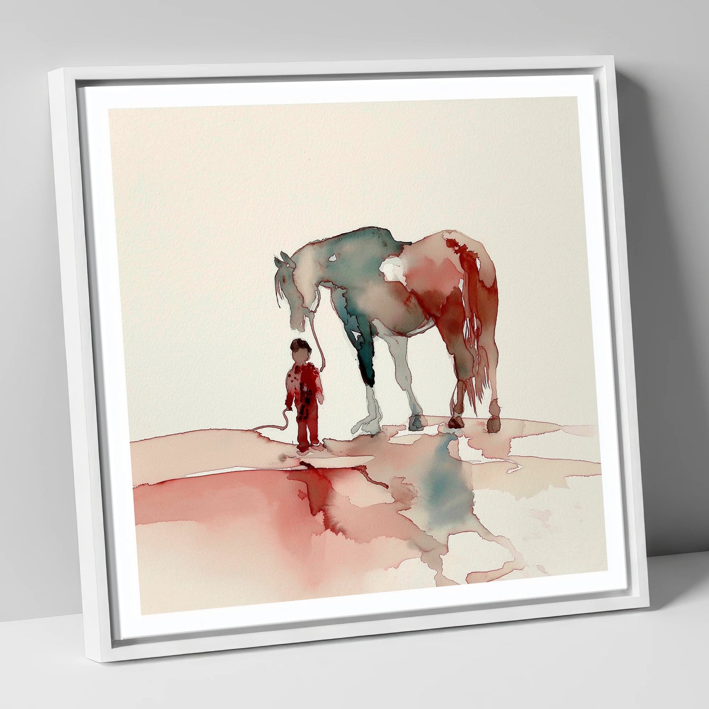 A Bond Beyond Words horse & rider canvas wall art in white frame