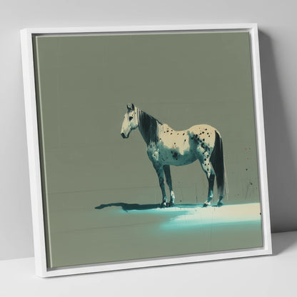 Teal Shadow Appaloosa horse breed canvas wall art in white frame