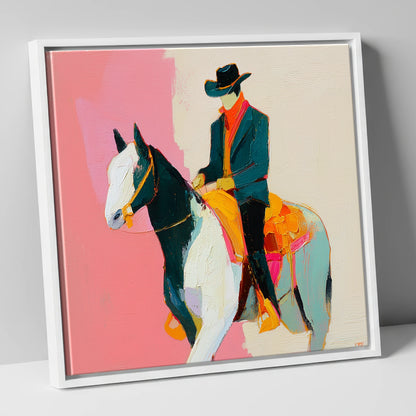 Modern Western Spirit western horse canvas wall art in white frame
