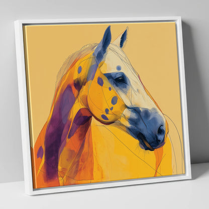 Radiant Appaloosa Profile horse breed canvas wall art in white frame