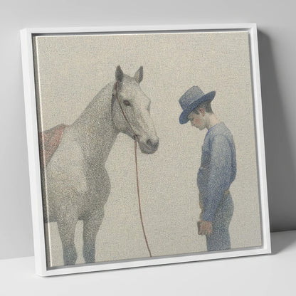 The Quiet Bond western horse canvas wall art in white frame