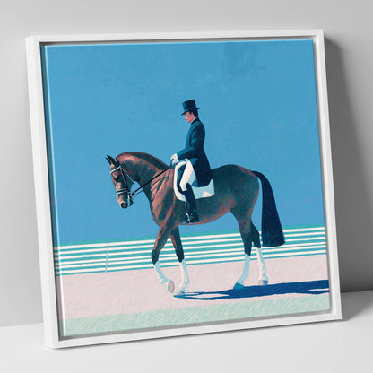 Classical Dressage Elegance dressage horse canvas wall art in white frame