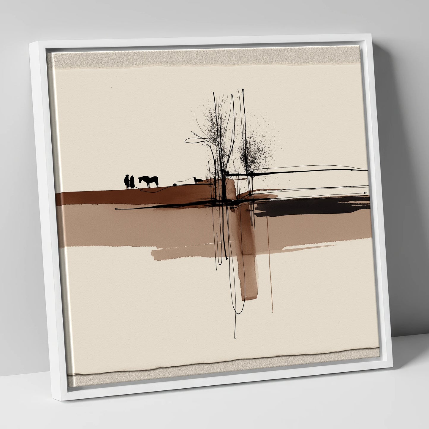 Horizon Bond horse & rider canvas wall art in white frame