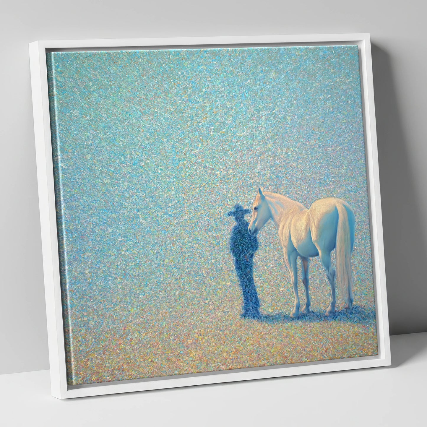 Echoes of the High Plains western horse canvas wall art in white frame