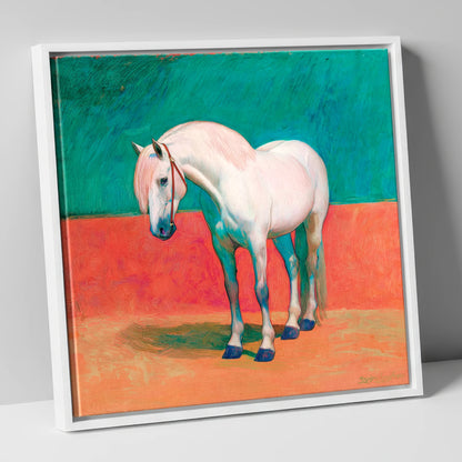 The Painted Grey horse breed canvas wall art in white frame