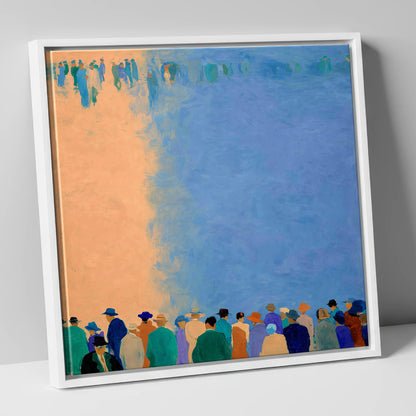Waiting for the Field racing horse canvas wall art in white frame