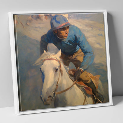 The Forward Glance racing horse canvas wall art in white frame