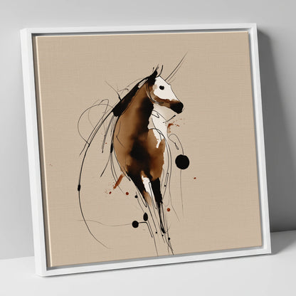 Fluid Ink Profile horse portrait canvas wall art in white frame