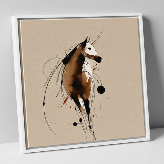Fluid Ink Profile horse portrait canvas wall art in white frame