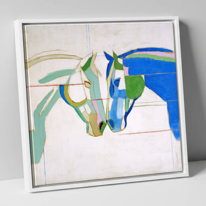Architectural Harmony horse portrait canvas wall art in white frame