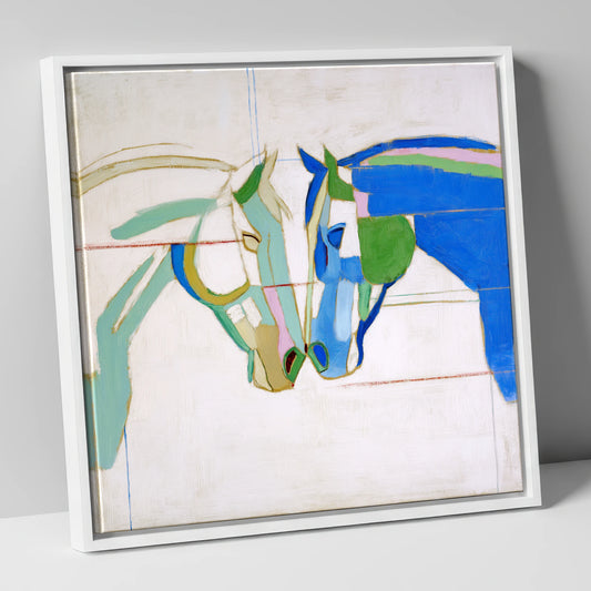 Architectural Harmony horse portrait canvas wall art in white frame