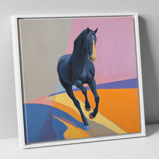 Midnight Cadence in Colour horse breed canvas wall art in white frame